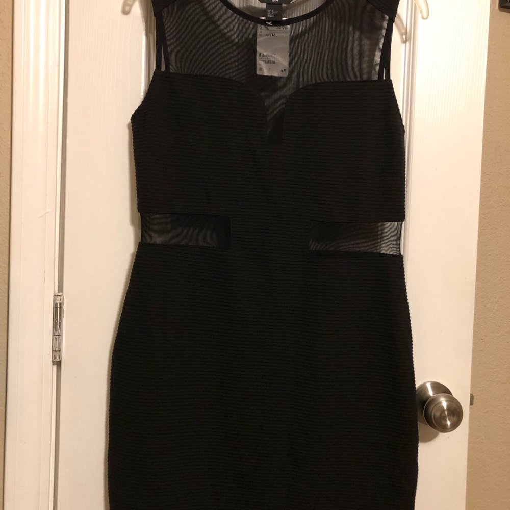 H&M Black Mesh Panel Mini Dress